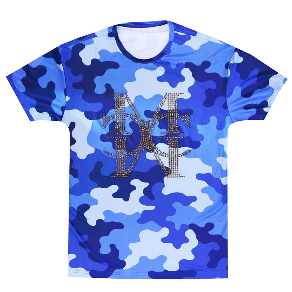 Camo logo blue crystal T-shirt